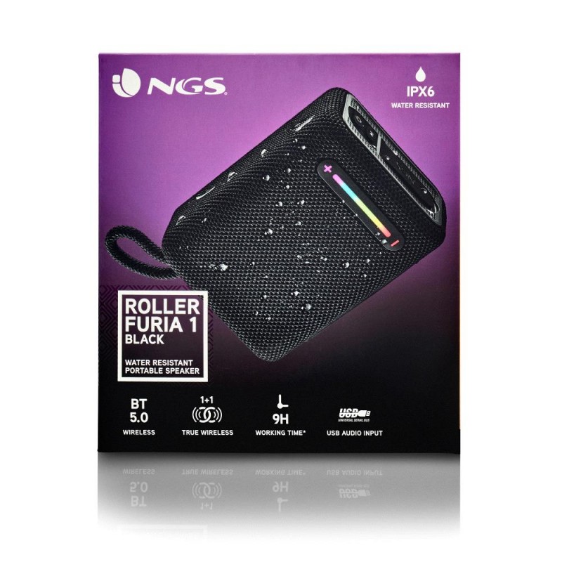 COLUNA NGS BT USB/FM 15W ROLLER FURIA 1 PRETO C/BATERIA - Image 2